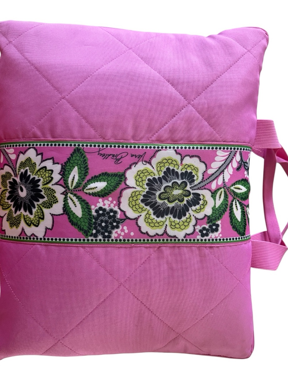 Vera Bradley Priscilla Pink Picnic Blanket Fold Up Tote Travel Mat 56x44